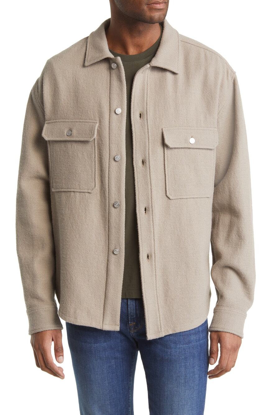 Frame Woven Dove Grey Utility Shirt Jacket Size M